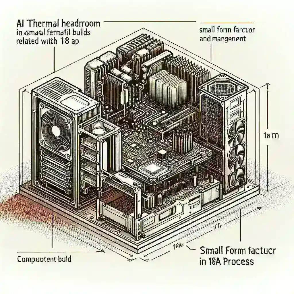 "Diagram illustrating the 18A process benefits for AI thermal headroom in compact build designs, showcasing thermal efficiency and enhanced performance in small form factor electronics."