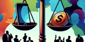 "State attorneys general gathered in discussion, coordinating a multi-state investigation into app store fee policies, highlighting legal efforts against major tech companies."