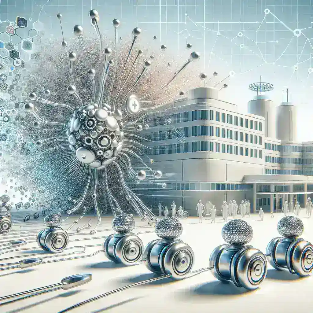 "AI assisted surgical nanobots undergoing testing in phase two clinical trials at U.S. hospitals, showcasing advanced technology in minimally invasive surgery."