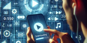 "Person using a TikTok video downloader app on a smartphone to save TikTok videos for offline viewing - The Complete Guide to TikTok Video Downloaders"
