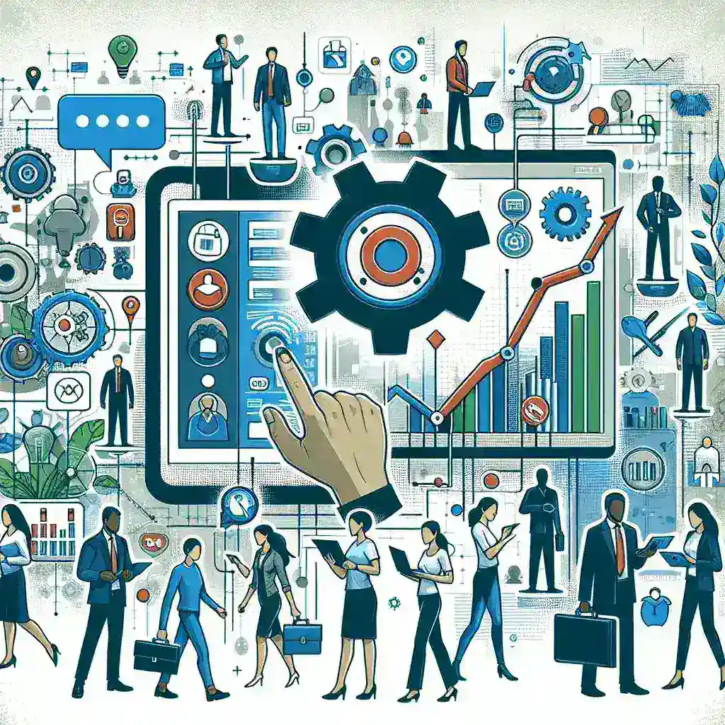 "Workforce scheduling software interface showcasing employee management tools and schedules on a laptop screen, illustrating the impact of technology on modern business operations."