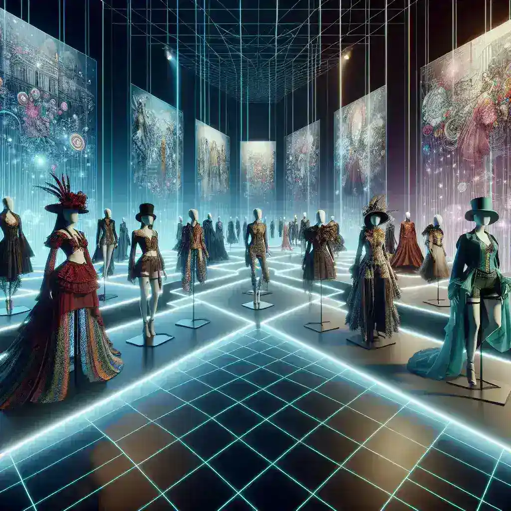 "Colorful virtual costume design exhibition by Warner Bros, showcasing intricate movie costumes and designs, highlighting creativity and innovation in fashion for film."